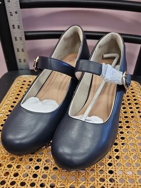 Classic Navy Mary Jane Flats with Buckle Strap